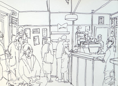 Arcane Estate Coffee Unique Drawing — Pen & Ink Drawing of NYC's #12 World's Best Coffee Shop | West Village Cornelia Street | 9x12 Original Pen & Ink Illustration