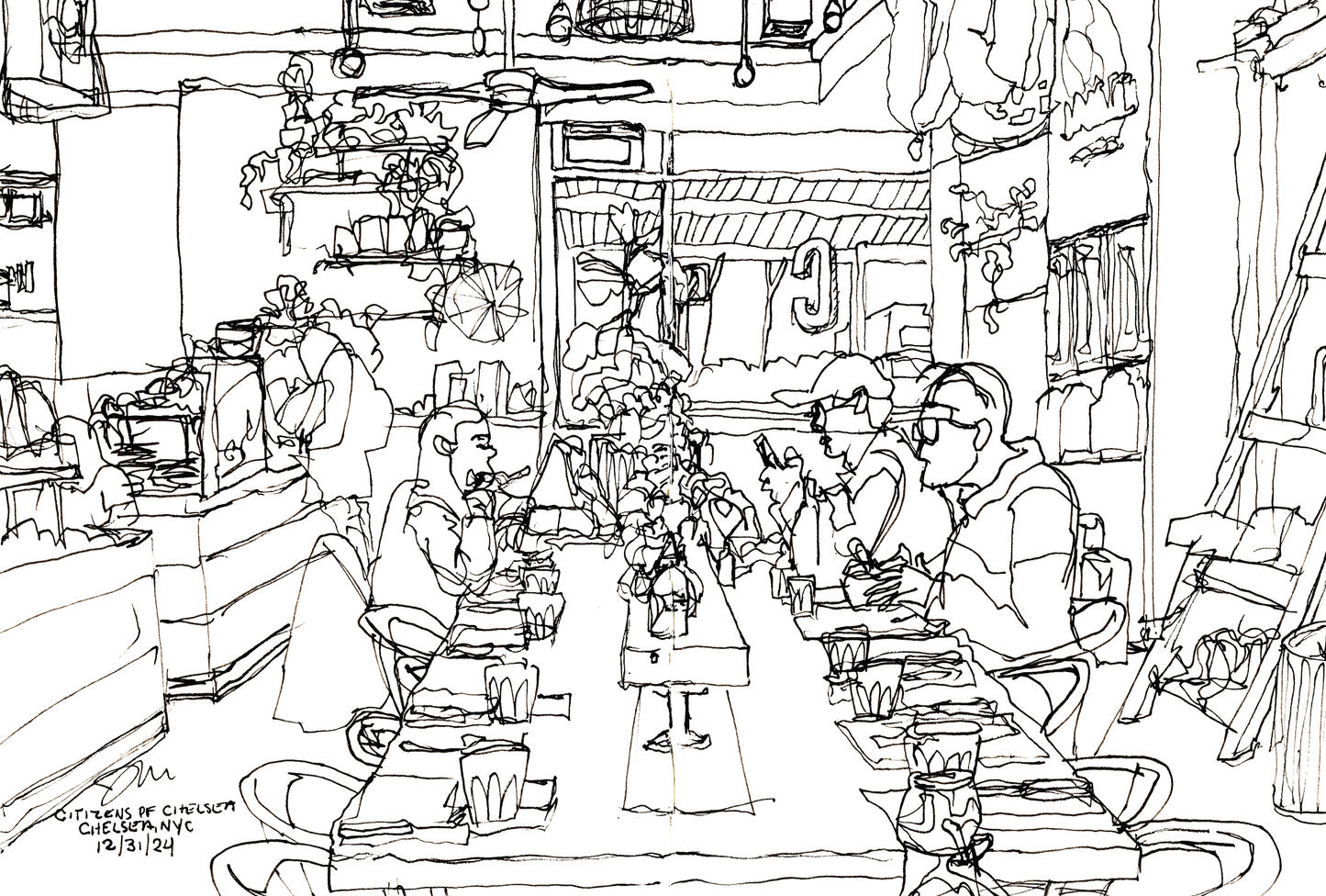 Citizens of Chelsea – Illustrated NYC Café Postcard (Coffee Shops of New York Collection)