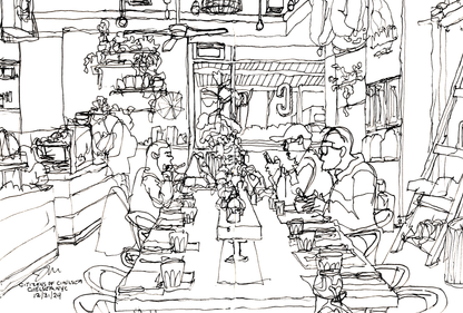 Citizens of Chelsea – Illustrated NYC Café Postcard (Coffee Shops of New York Collection)