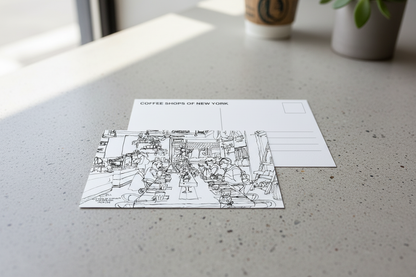 Citizens of Chelsea – Illustrated NYC Café Postcard (Coffee Shops of New York Collection)